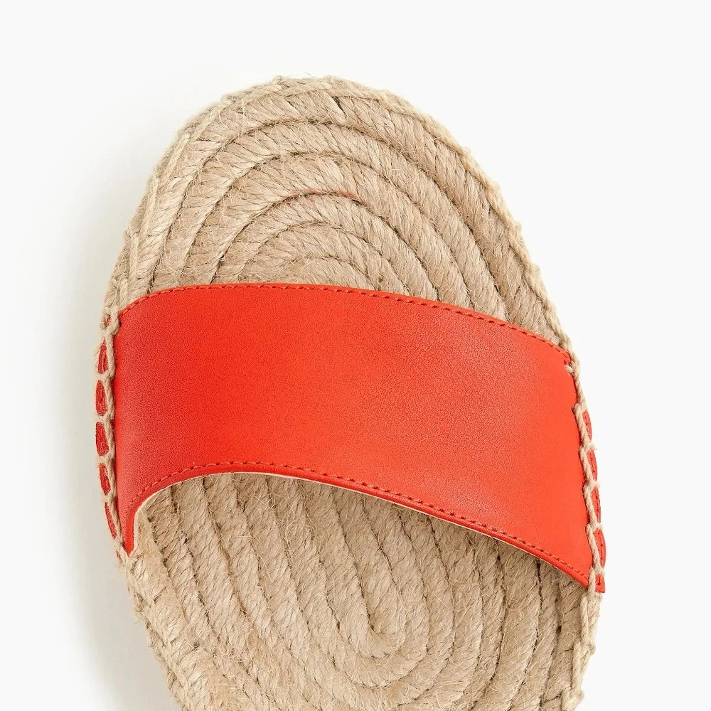 NWT J.Crew‎ Platform Espadrille Leather Sandals